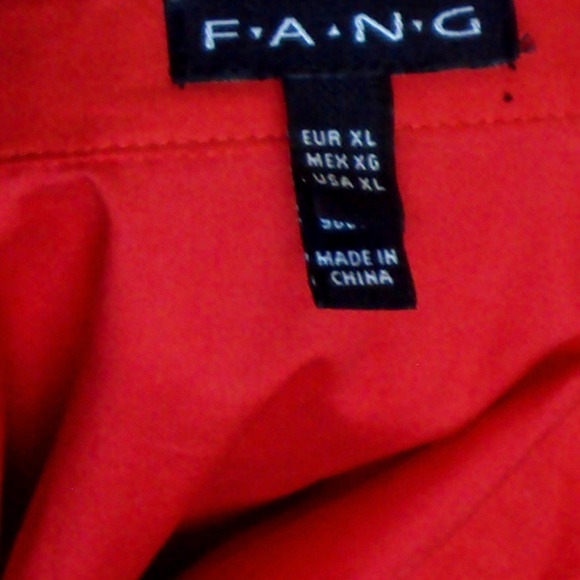F.A.N.G. Blouse size XL Long Red Cotton Spandex - Picture 5 of 5